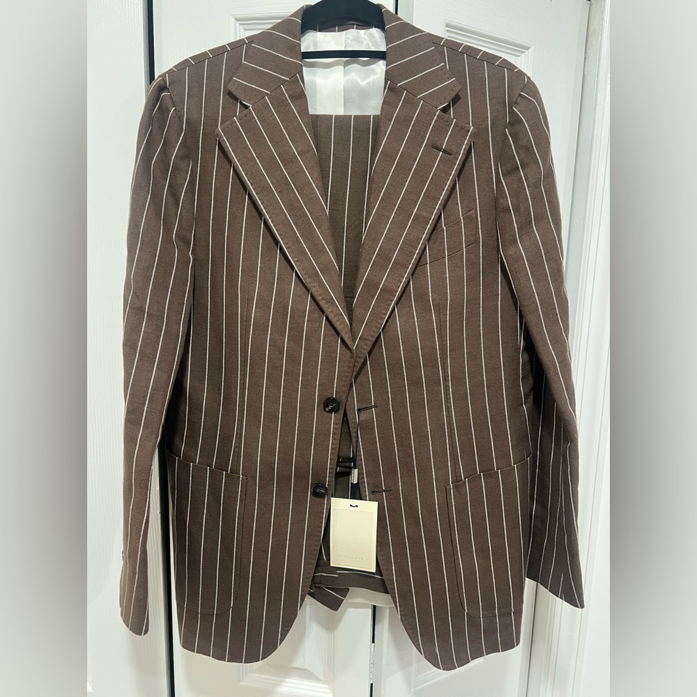 Suitsupply Brown Pinstripe wide lapel Men's suit